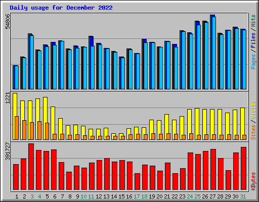 Daily usage for December 2022