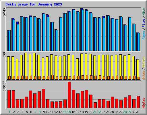 Daily usage for January 2023