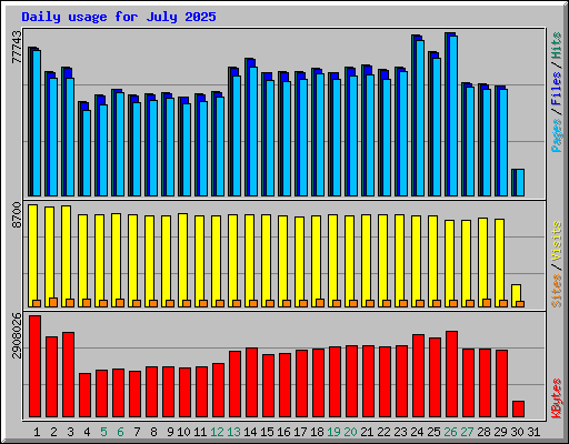 Daily usage for July 2025