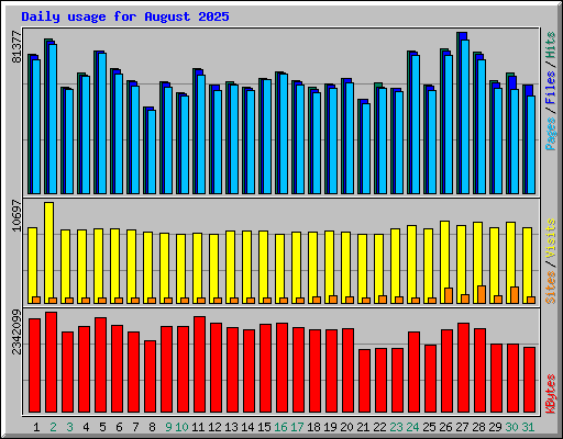 Daily usage for August 2025
